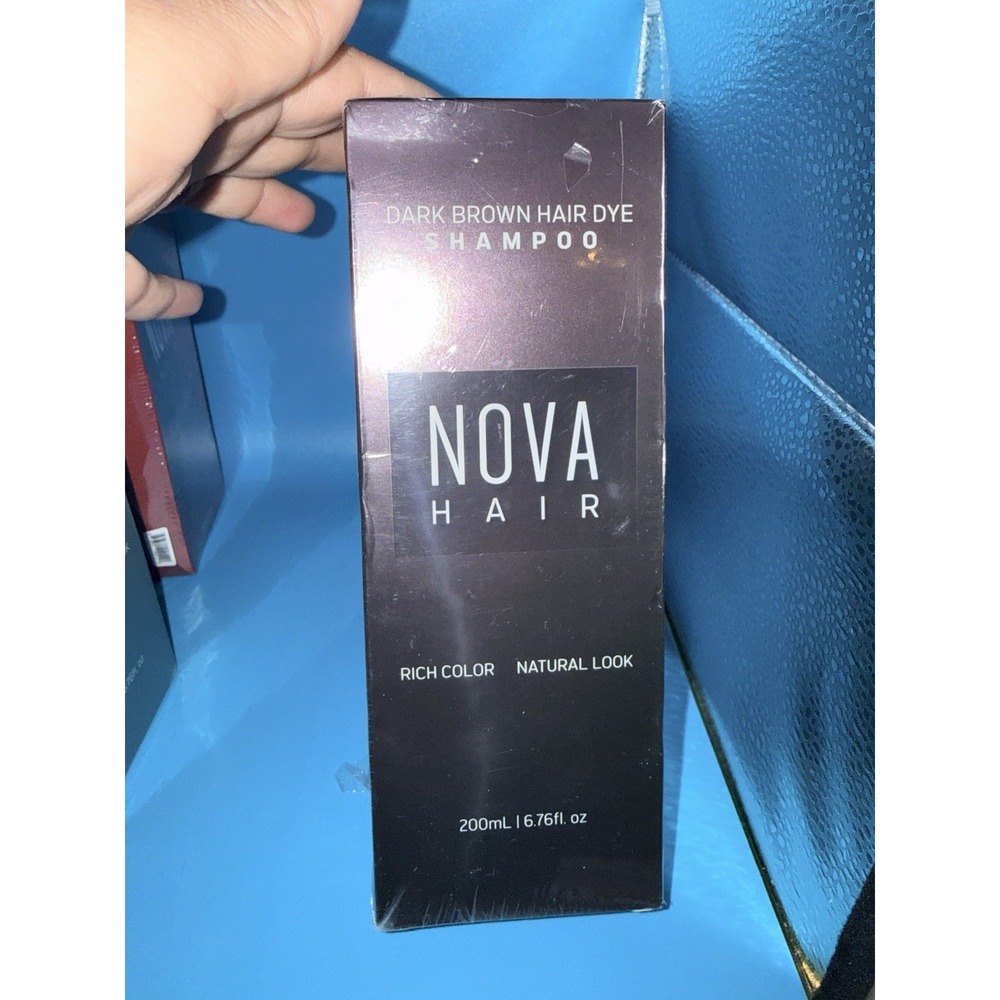 Nova Hair Dark Brown Dye Shampoo 6.76 fl oz (200 mL) Non Toxic Rich Color